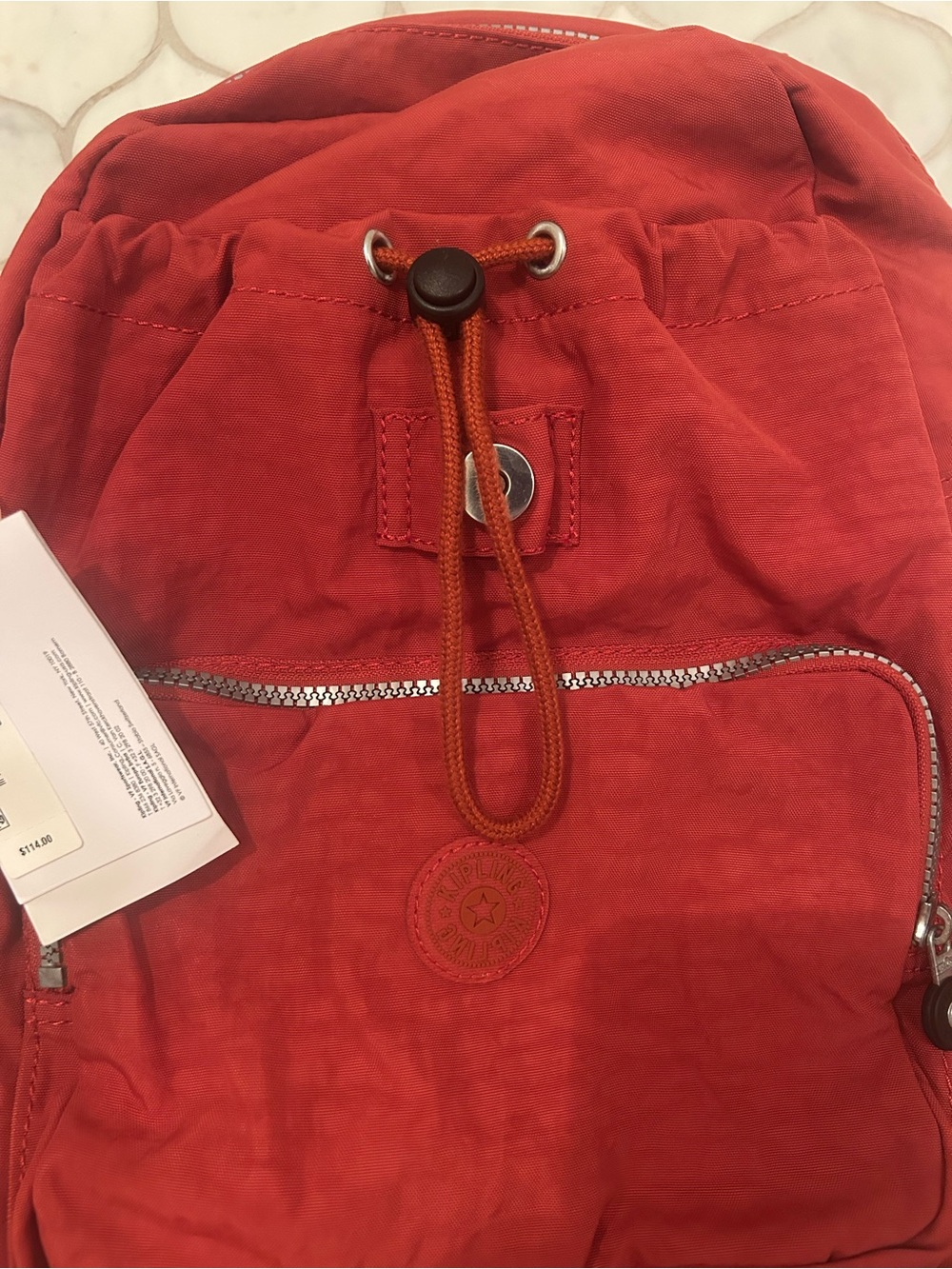 NWT Kipling Ravier Red Rust Backpack with Monkey Charm - Picture 5 of 8